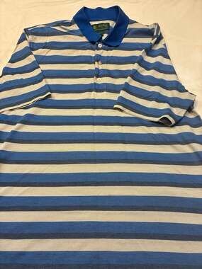 Brooks Brothers St Andrews Links Striped Pique Polo Shirt Size L